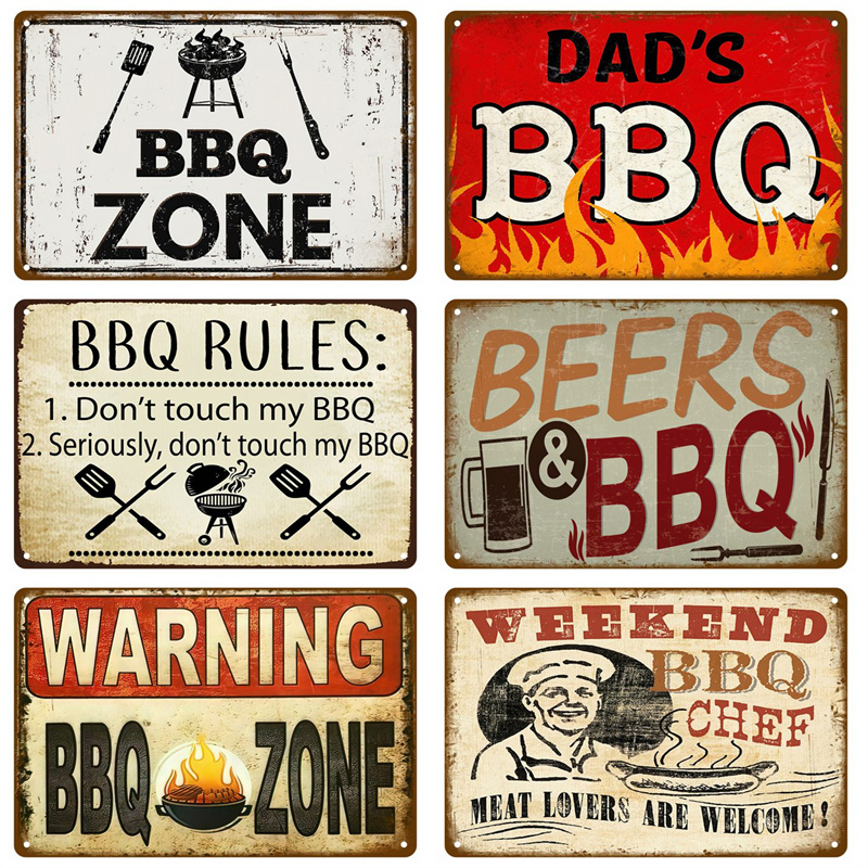 Outdoor Furniture Zone - Vintage Zinn Zeichen Papa Grill Hof