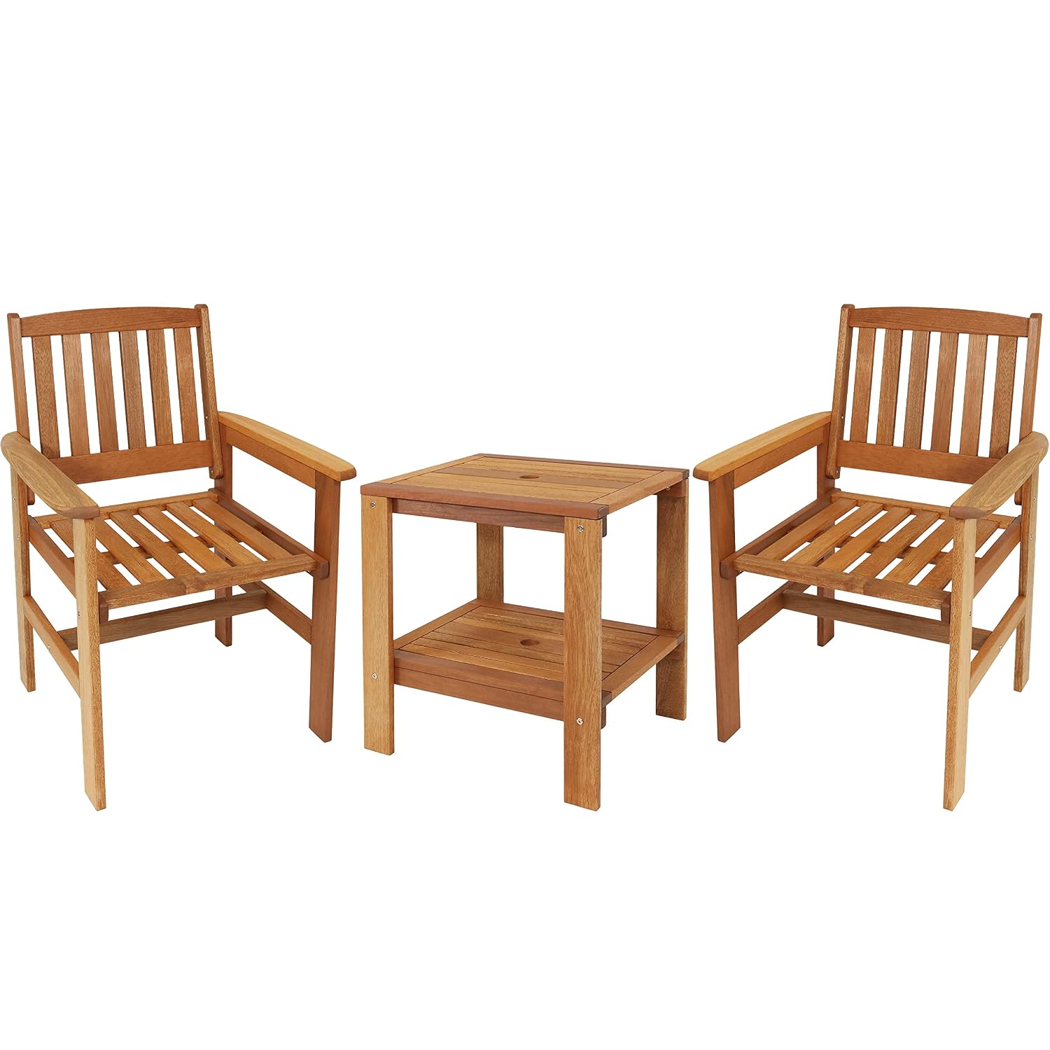 Outdoor Furniture Oil - 3-teiliges Holz-Gartenmöbelset, 2 Stühle & Tisch,