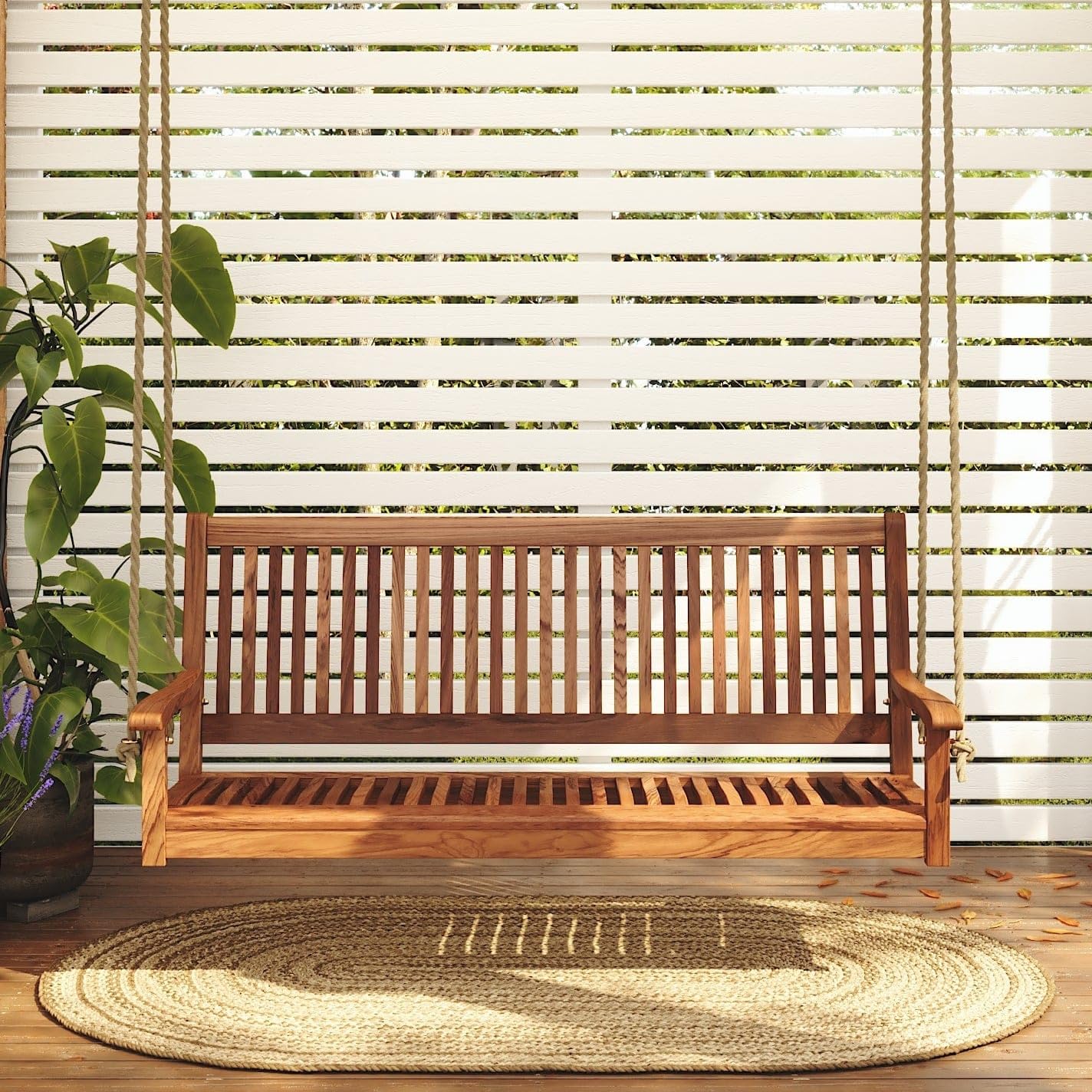 Outdoor Furniture Oil - 1,5m Akazienholz Veranda-Schaukel Wetterbeständige Naturolierte Ausführung