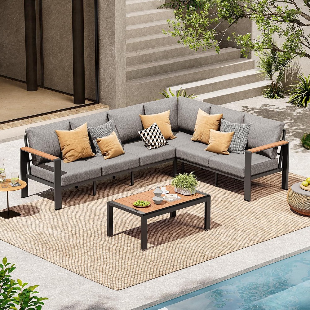 Outdoor Furniture Set Sale - USA Lagerbestand Aluminium Outdoor-Gartenmöbel-Set 6 Sitzplätze