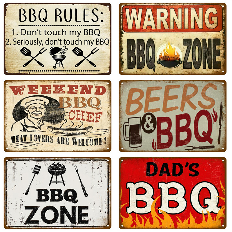 Outdoor Furniture Zone - Vintage Blechschild Papa's BBQ Yard Outdoor