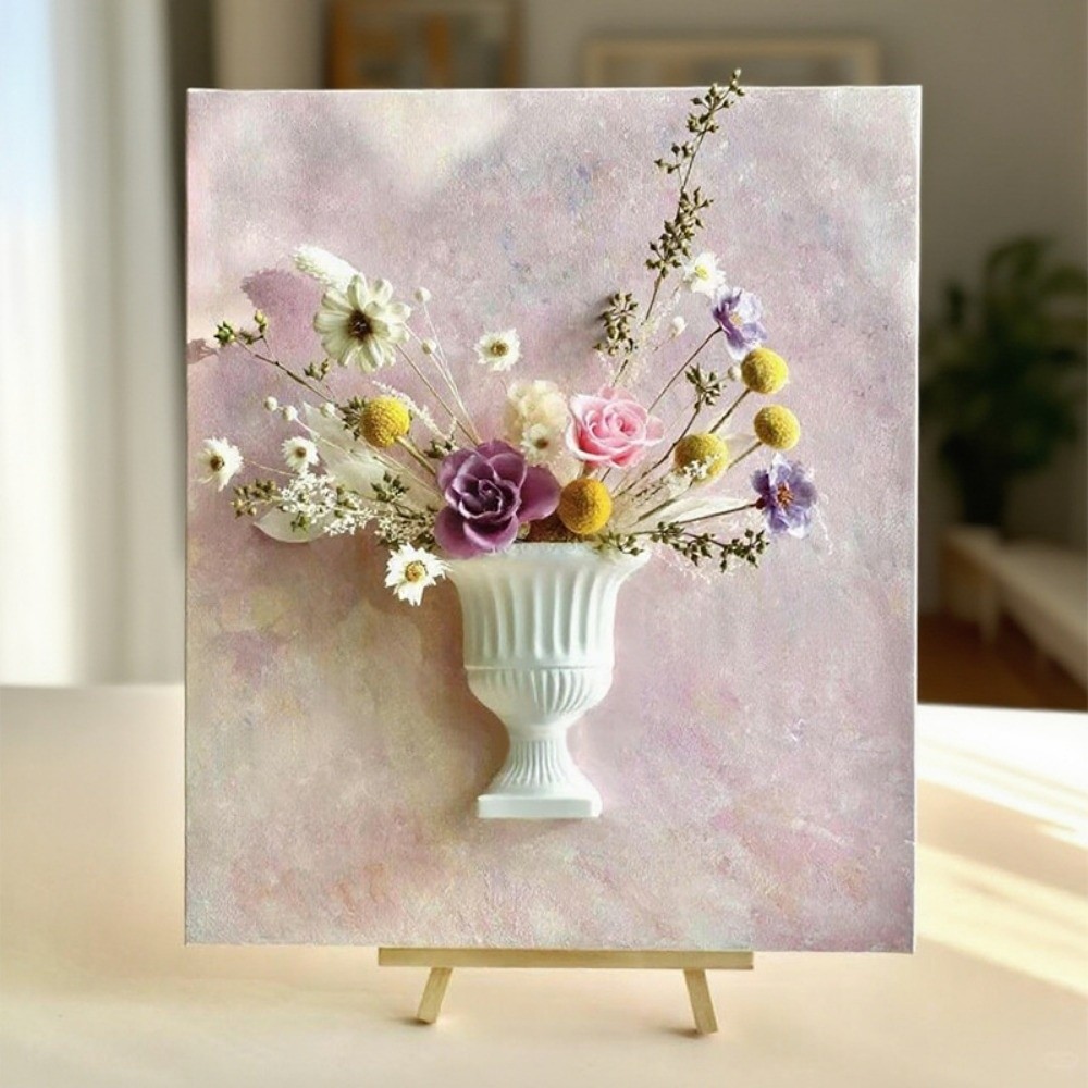 Outdoor Furniture Oil - Neue französische Ölgemälde-Wandvase, handbemalt, DIY-Blumenarrangement-Vase, weiße