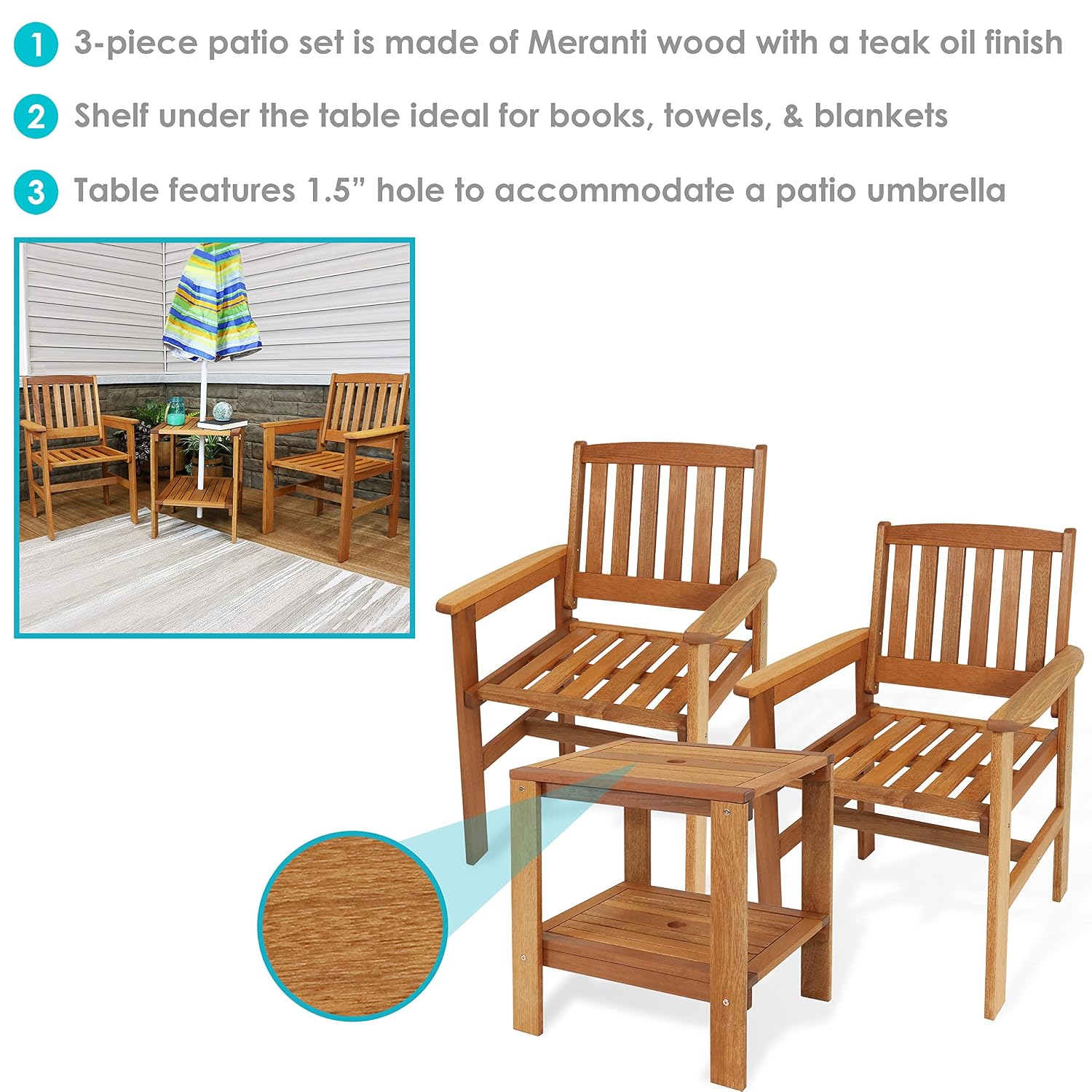 3-teiliges Holz-Gartenmöbelset – Outdoor Furniture Oil Bewertung und Preis
